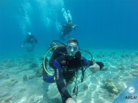 подводная прогулка с инструктором группы OW_underwater swimming_scuba instructor with students from Open Water Diver course